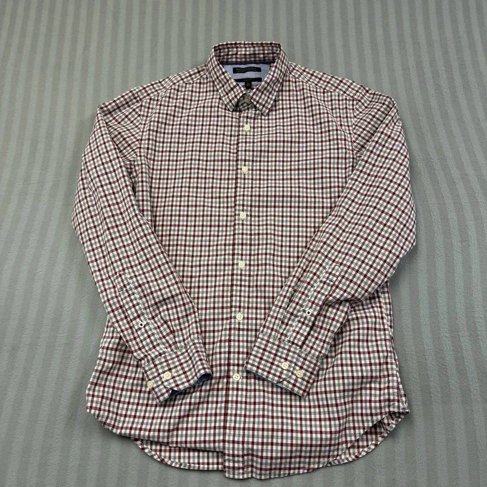 Banana Republic Mens Shirt Medium Plaid Slim Fit Custom 078 Wash Button Down